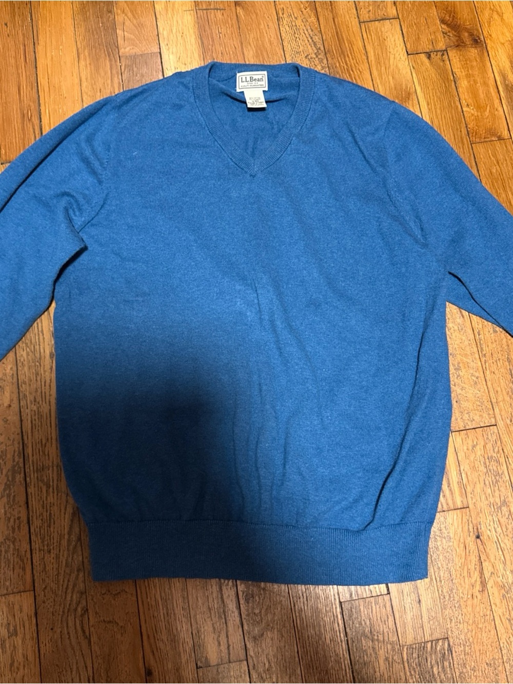 LL Bean Men's Medium Wicked Soft Cotton Cashmere Sweater Crew Neck Teal Blue